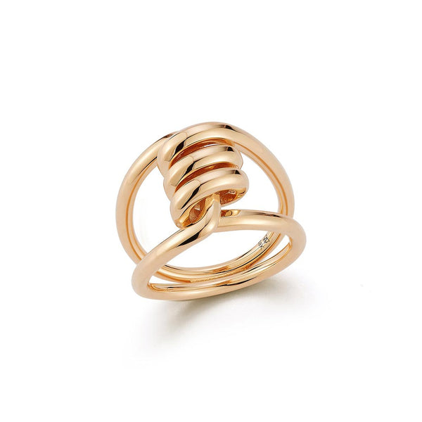 Huxley 18K Gold Single Coil Link Ring - 1